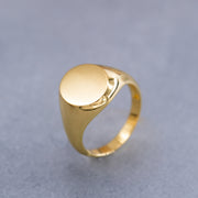 14K Solid Gold Oval Signet Ring Y171