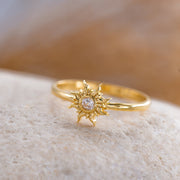 14K Solid Gold Sun Ring Y139