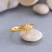 14K Solid Gold Sun Ring Y139