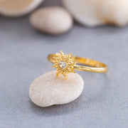 14K Solid Gold Sun Ring Y139