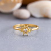 14K Solid Gold Sun Ring Y139