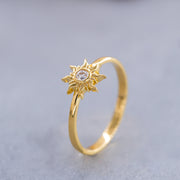 14K Solid Gold Sun Ring Y139