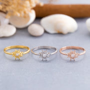 14K Solid Gold Sun Ring Y139