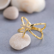 14K Solid Gold Cross Ring Y135