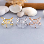 14K Solid Gold Cross Ring Y135