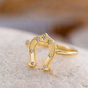 14K Solid Gold Horsehoe Ring Y172
