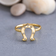 14K Solid Gold Horsehoe Ring Y172