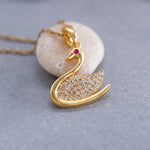 Load image into Gallery viewer, 14K Solid Gold Swan Necklace K102
