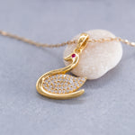 Load image into Gallery viewer, 14K Solid Gold Swan Necklace K102
