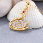 Load image into Gallery viewer, 14K Solid Gold Swan Necklace K102
