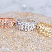 14K Solid Gold Braid Ring Y62