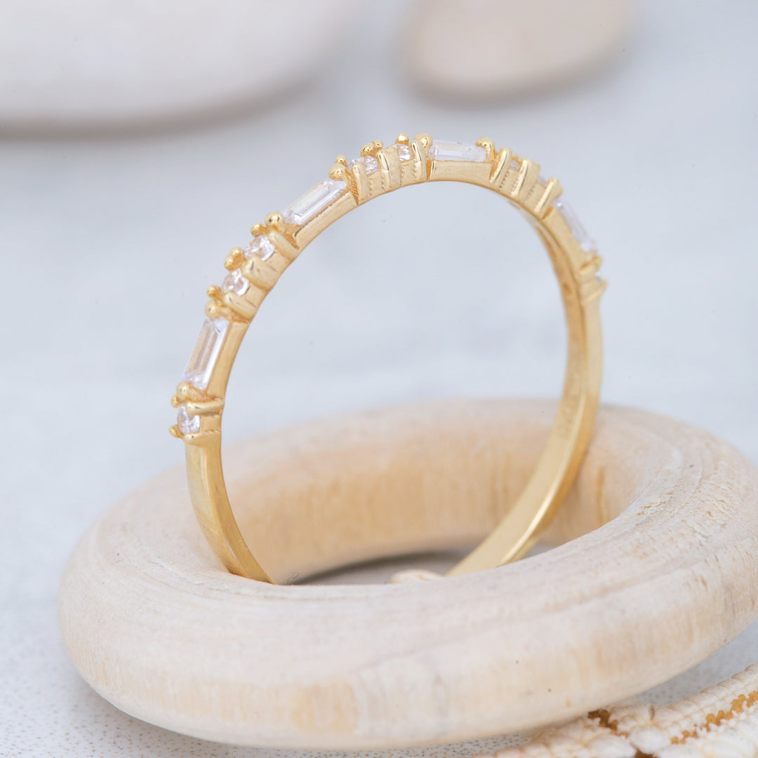 14K Solid Gold Baguette Ring B3