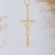 14K Solid Gold Jesus Cross Necklace K63