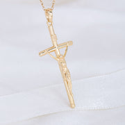 14K Solid Gold Jesus Cross Necklace K63