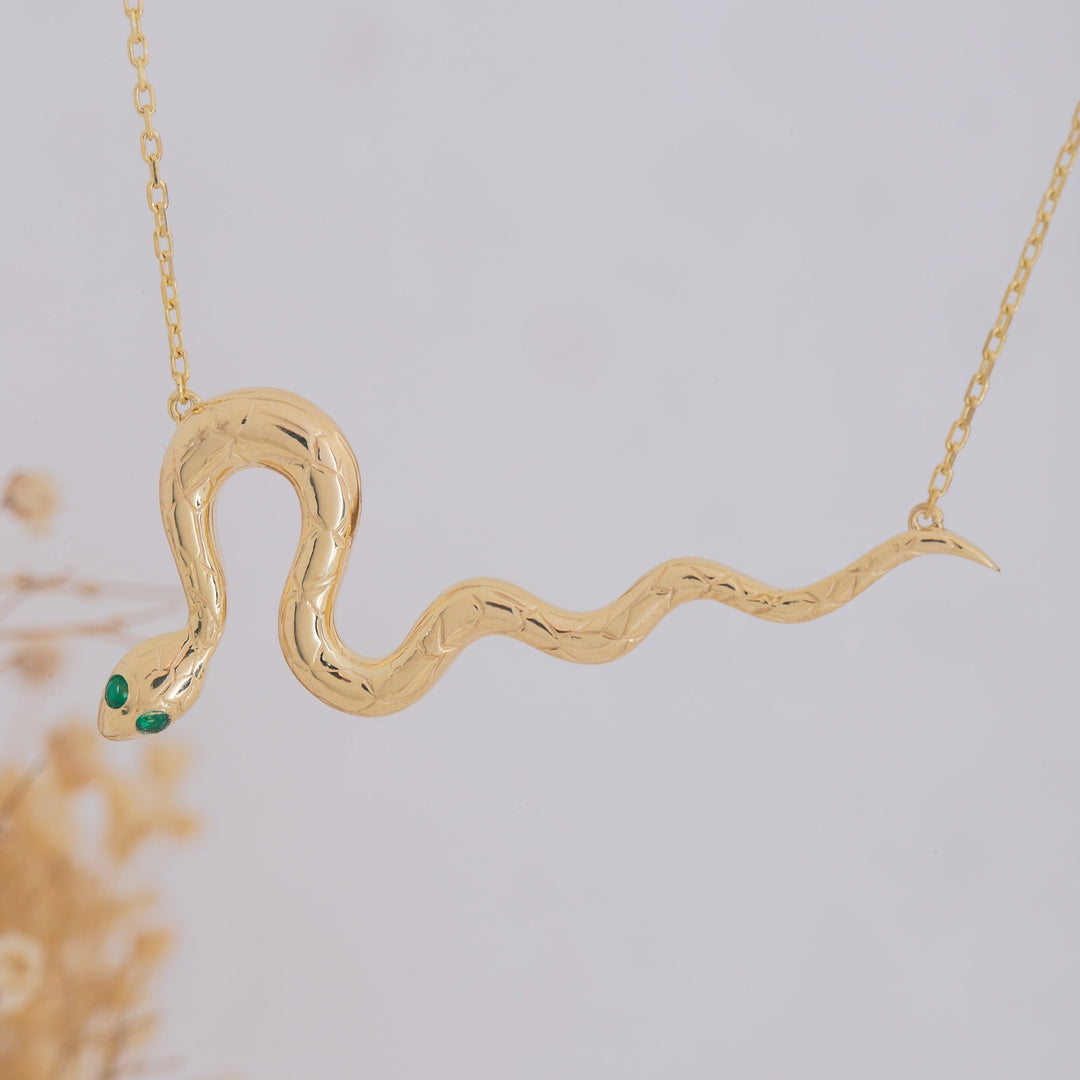 14K Solid Gold Snake Necklace K81