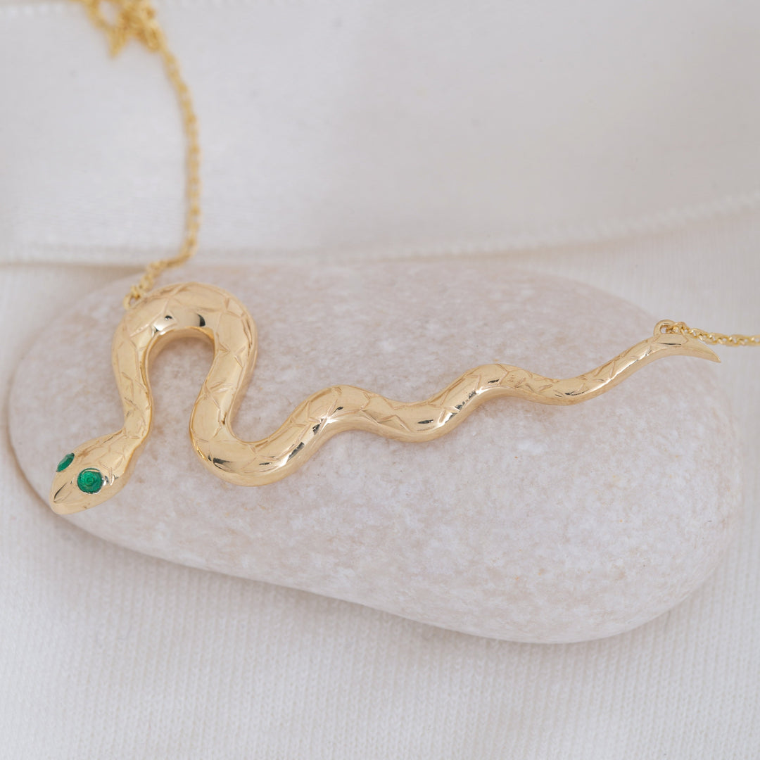 14K Solid Gold Snake Necklace K81