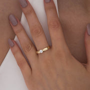 14K Solid Gold Solitaire Ring T2