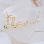 Load image into Gallery viewer, 14K Solid Gold Snake Necklace K81
