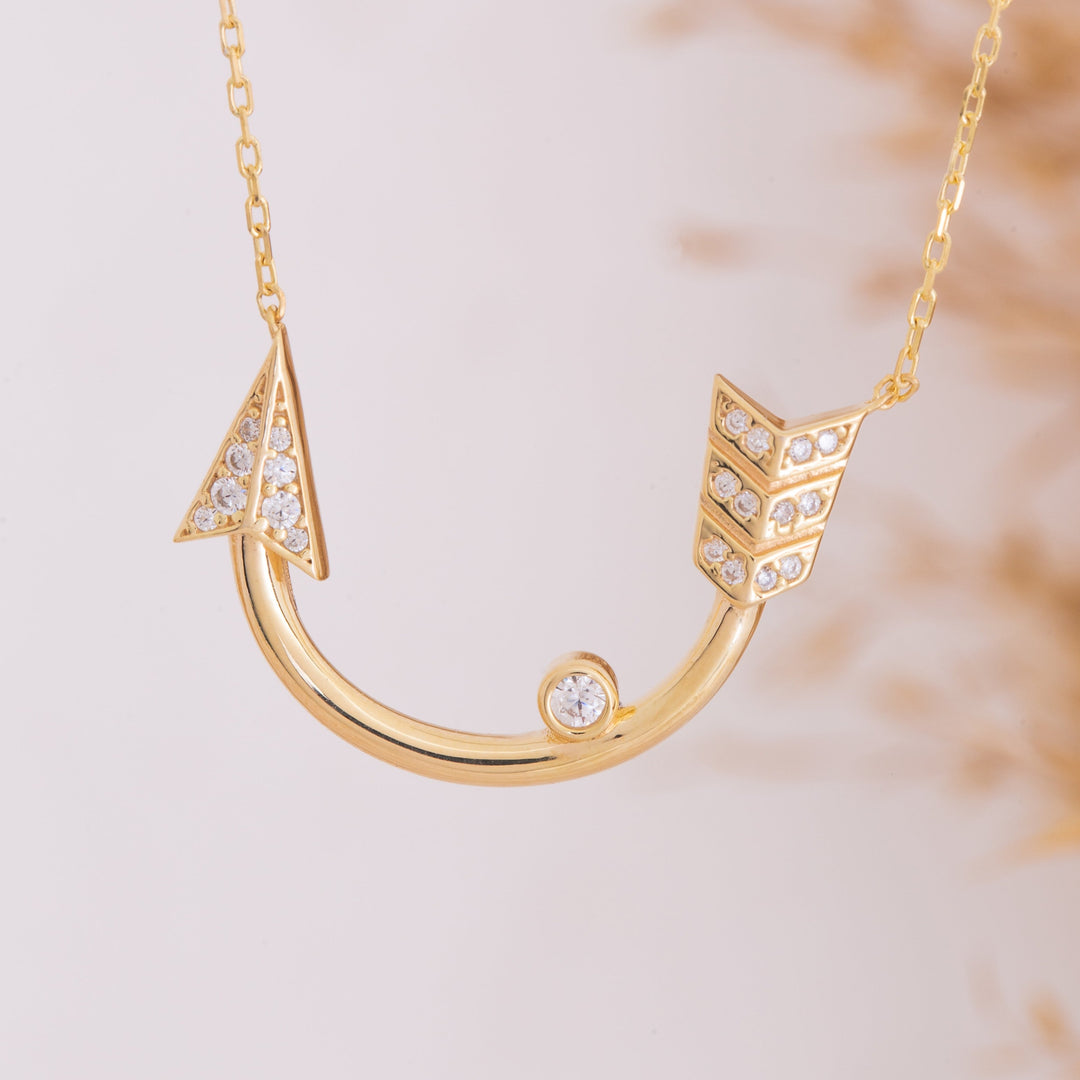 14K Solid Gold Arrow Necklace K84