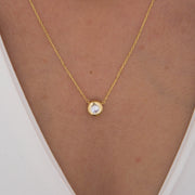 14k Solid Gold Solitaire Necklace K75