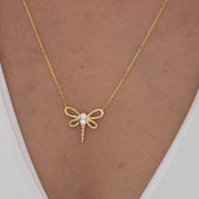 14K Solid Gold Dragonfly Necklace K71