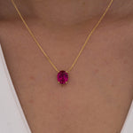 Load image into Gallery viewer, 14K Solid Gold Zircon Oval Necklace K74
