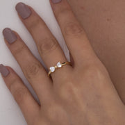14K Solid Gold Heart Ribbon Ring T3