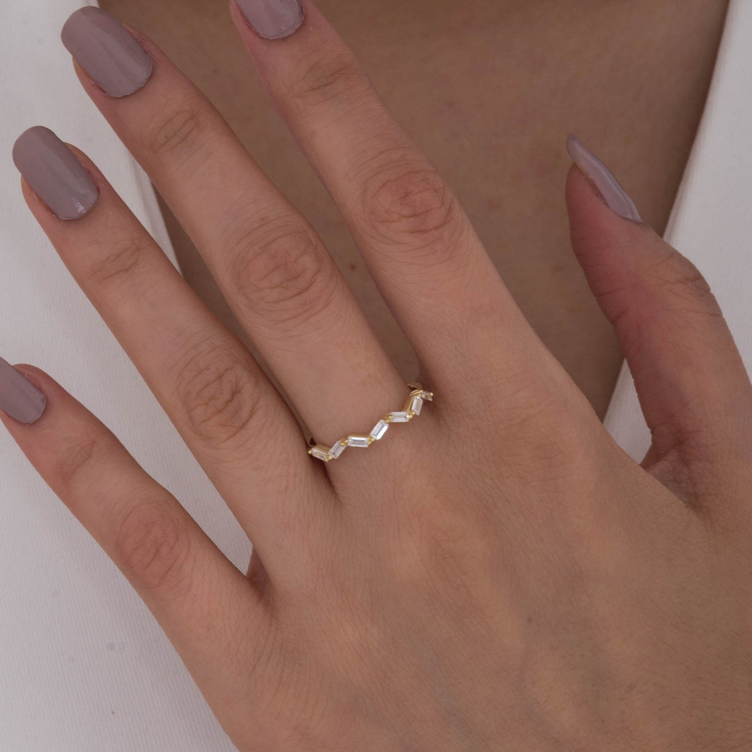 14K Solid Gold Baguette Ring B1