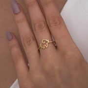 14K Solid Gold Elephant Ring Y61