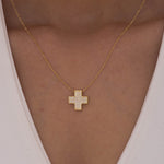 Load image into Gallery viewer, 14K Solid Gold Cross Necklace K77
