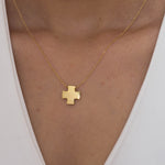 Load image into Gallery viewer, 14K Solid Gold Cross Necklace K76
