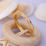 14K Solid Gold Bamboo Band Ring Y18