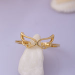 Load image into Gallery viewer, 14K Solid Gold Angel Wings Ring Y55
