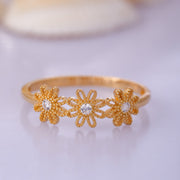 14K Solid Gold Daisy Ring Y32
