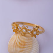 14K Solid Gold Daisy Ring Y32