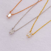 14K Solid Gold Oval Solitaire Necklace K47