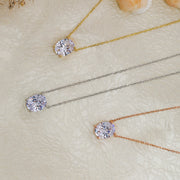 14K Solid Gold Oval Solitaire Necklace K48