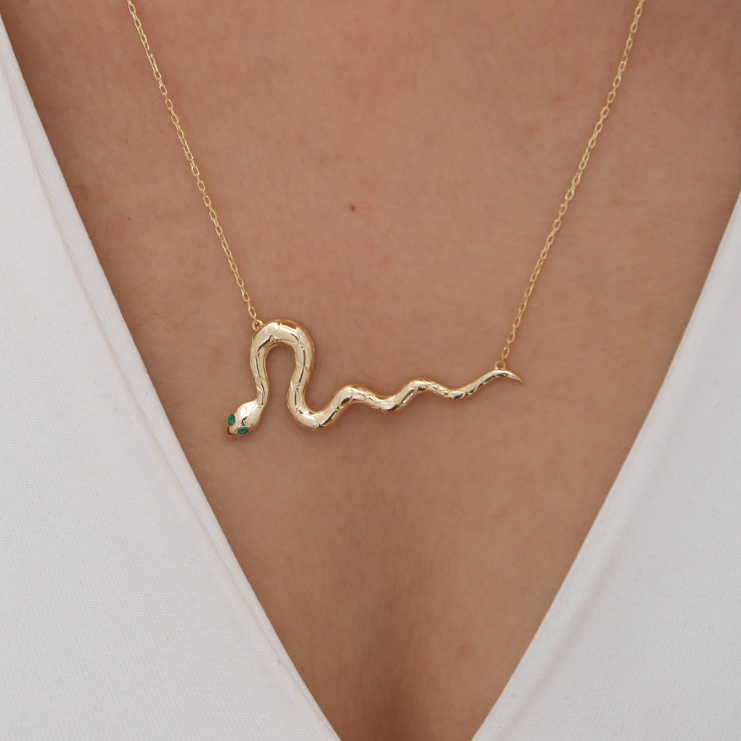 14K Solid Gold Snake Necklace K81