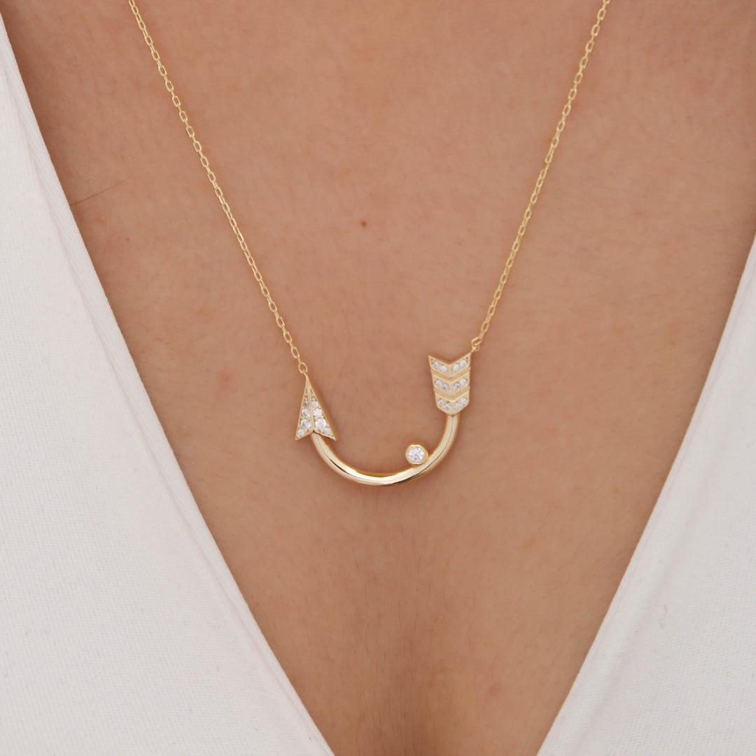 14K Solid Gold Arrow Necklace K84