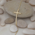 Load image into Gallery viewer, 14K Solid Gold Curved Cross Necklace K78
