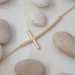 Load image into Gallery viewer, 14K Solid Gold Curved Cross Necklace K78
