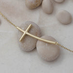 Load image into Gallery viewer, 14K Solid Gold Curved Cross Necklace K78
