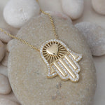 Load image into Gallery viewer, 14K Solid Gold Hamsa Necklace K80
