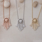 Load image into Gallery viewer, 14K Solid Gold Hamsa Necklace K80
