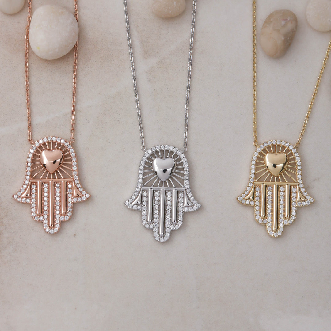 14K Solid Gold Hamsa Necklace K80