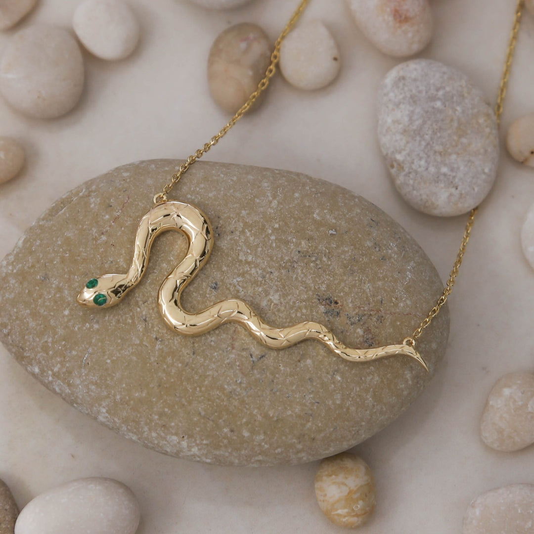 14K Solid Gold Snake Necklace K81