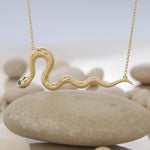 Load image into Gallery viewer, 14K Solid Gold Snake Necklace K81
