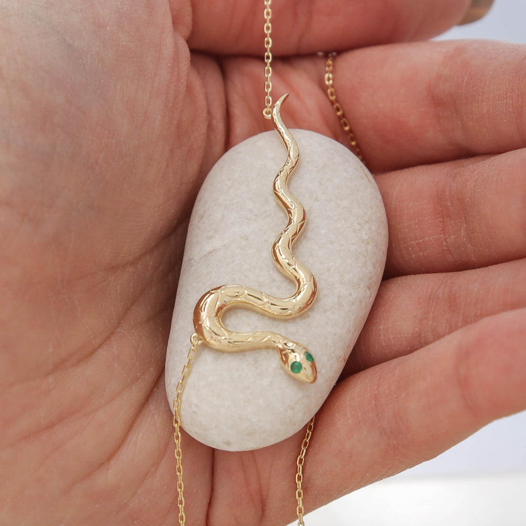 14K Solid Gold Snake Necklace K81