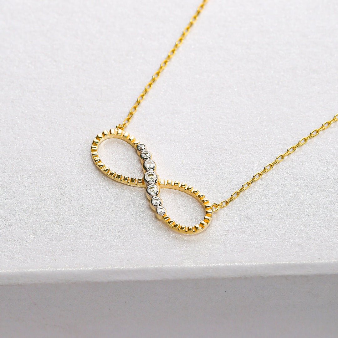 14K Solid Gold Infinity Necklace K55