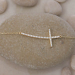 Load image into Gallery viewer, 14K Solid Gold Curved Cross Necklace K82
